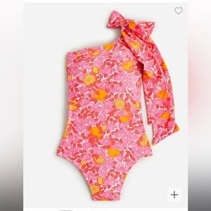 NWT J. Crew Long-torso bow one-shoulder one-piece swimsuit